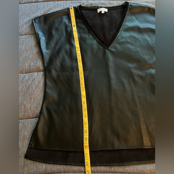 S’Edge Joan Black Fringe V-Neck Faux Leather Top size M - Picture 9 of 12